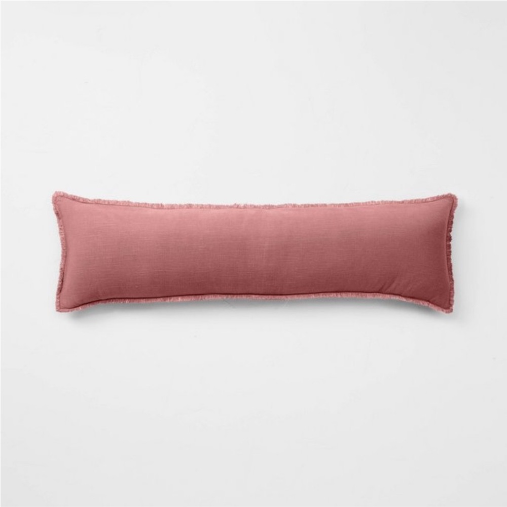 Casaluna Lumbar Heavyweight Linen Blend Throw Pillow - Rose